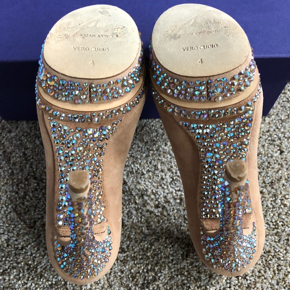 Sz 4 Brian Atwood Francoise Rhinestone Suede Pump - Picture 8 of 8